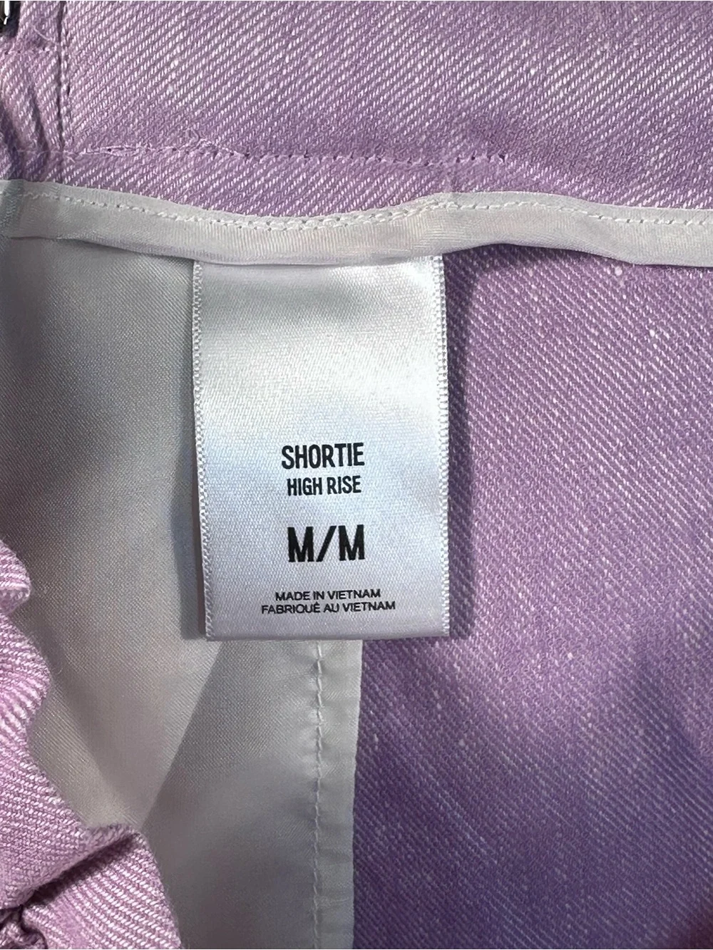 Express High Rise Paperbag Linen Blend Shorts Medium Lavender Tie Waist